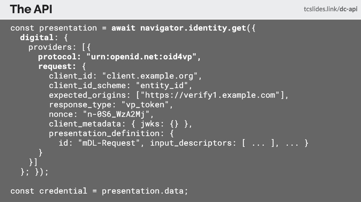 NCCoE Mobile Driver's License (mDL) Webinar - Digital Credentials API